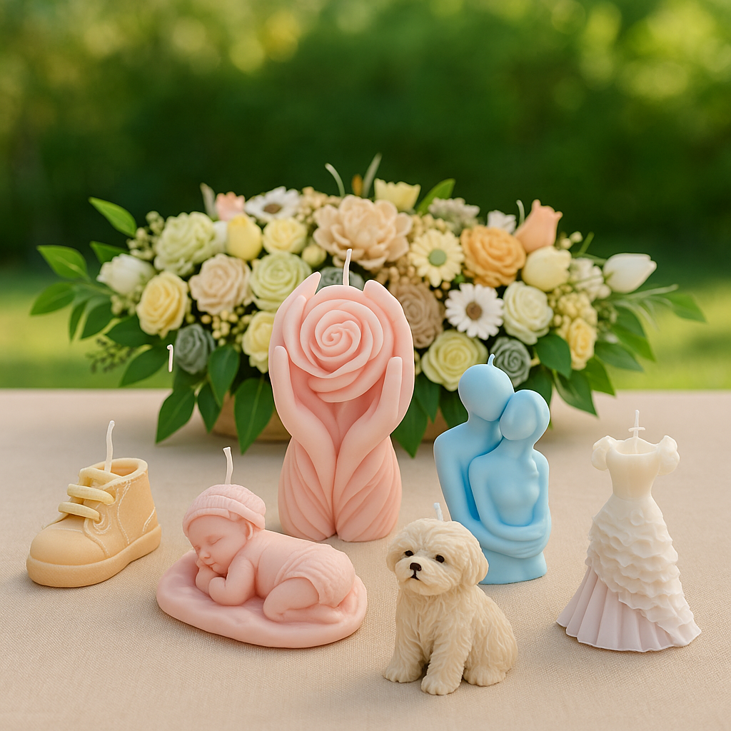 Velas personalizadas para regalar como detalle a invitados de bodas, bautizos y comuniones en Barcelona.