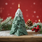 Vela Artesanal "Árbol de Navidad Nevado" de Pino