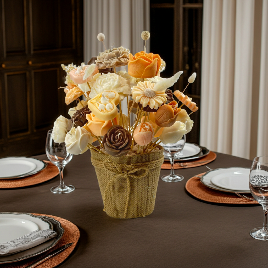 Centro de Mesa Rústico de Cera "Venecia"