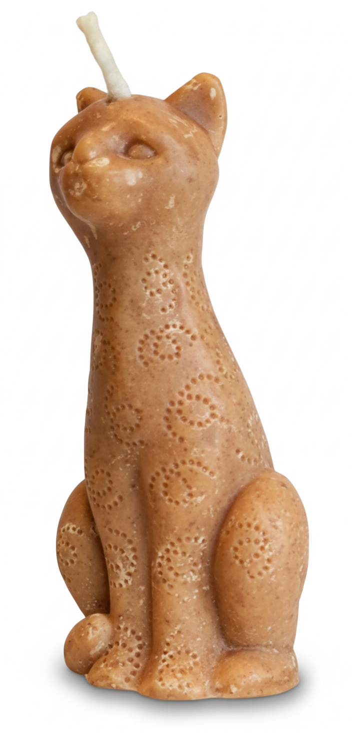 Vela Gato esbelto y elegante. Figura de lujo con patrón de cera, regalo ecológico ideal para amantes de los gatos y decoración de hogar.