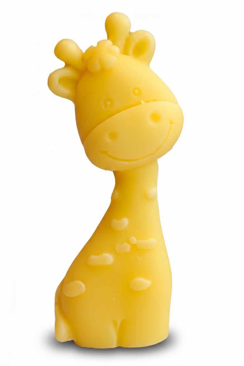 Vela Jirafa de la Selva infantil. Escultura de lujo en cera vegetal, souvenir ecológico ideal para fiestas de cumpleaños safari.
