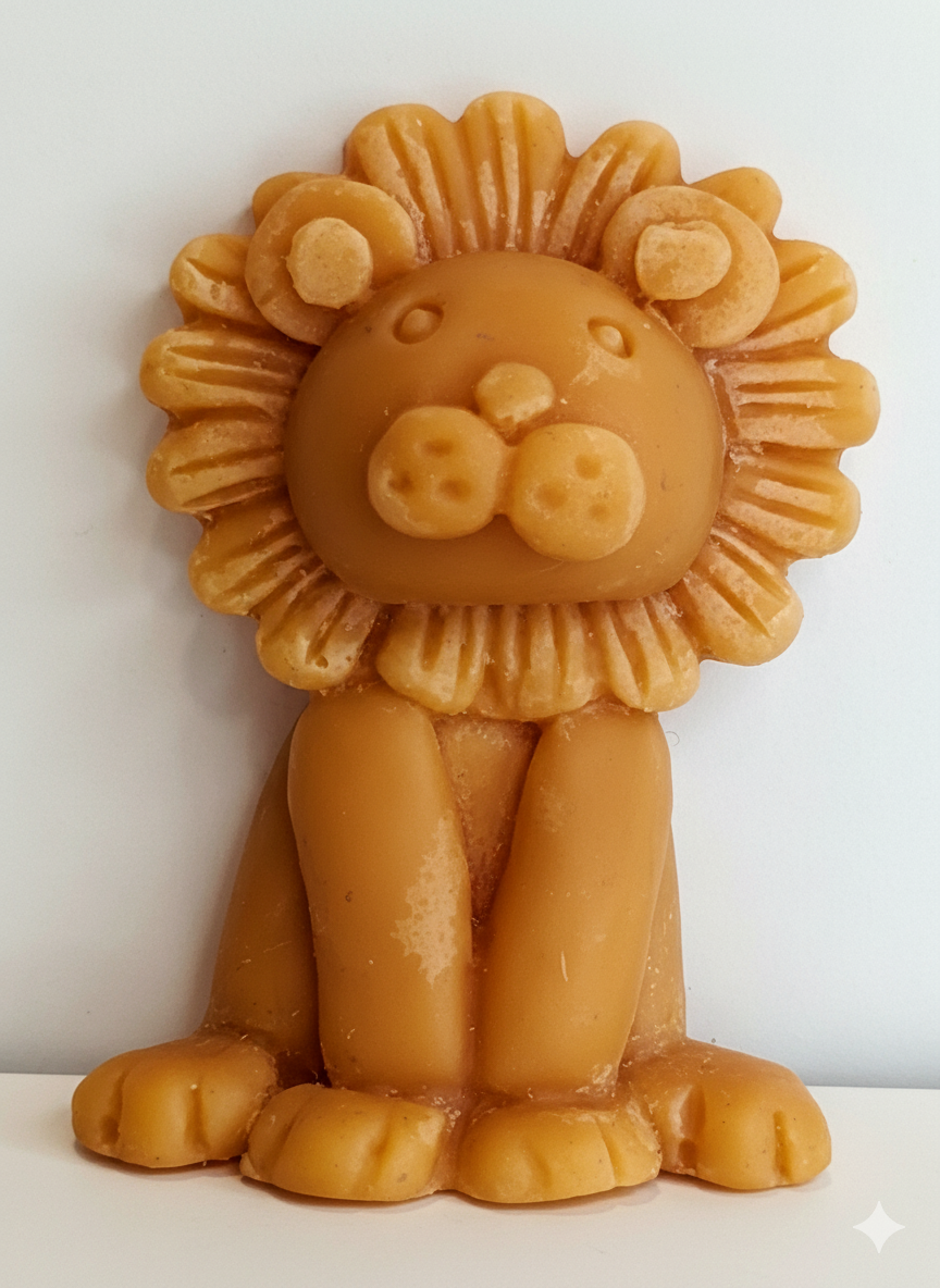 Vela León Escultura en cera ecológica. Figura de animales salvajes de lujo, regalo infantil y decoración para fiestas temáticas de la selva.