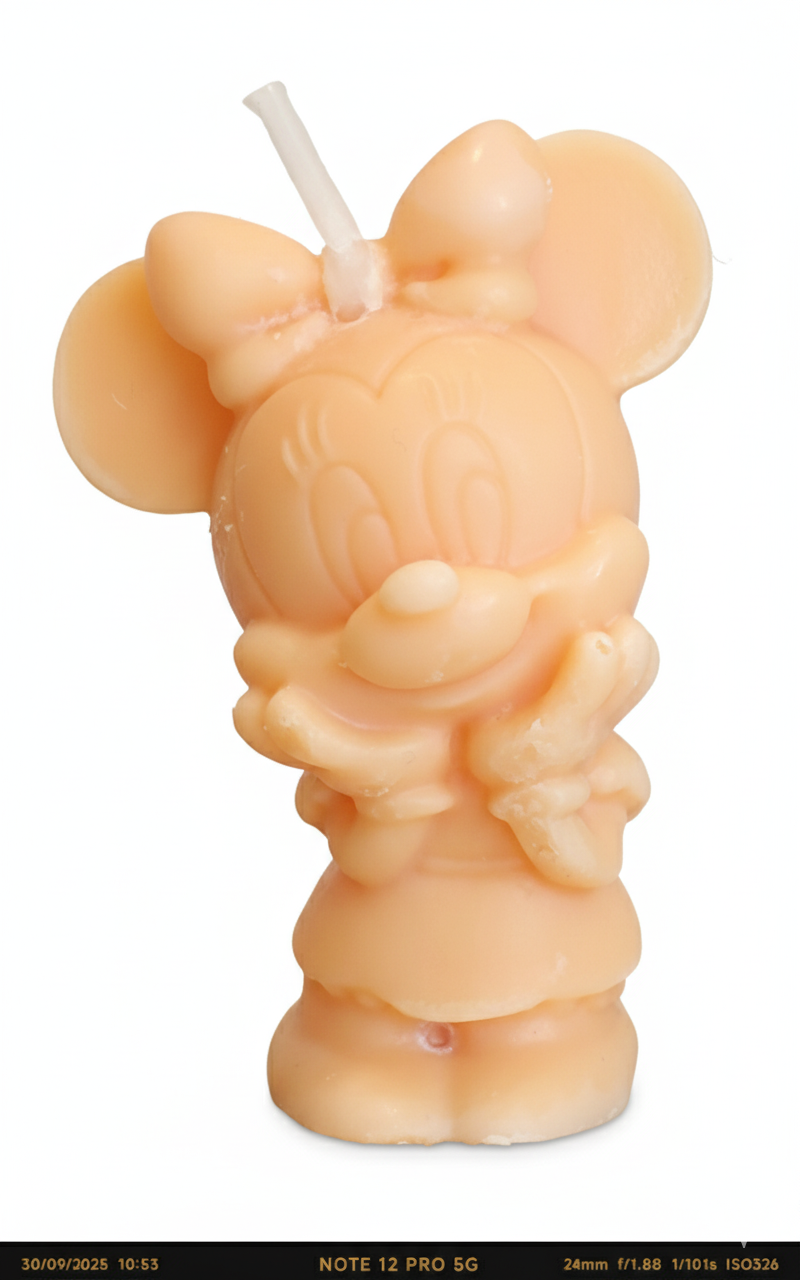 Vela Ratona Clásica con lazo. Escultura de cera vegetal atemporal, souvenir de lujo y ecológico para fiestas de cumpleaños y baby showers.