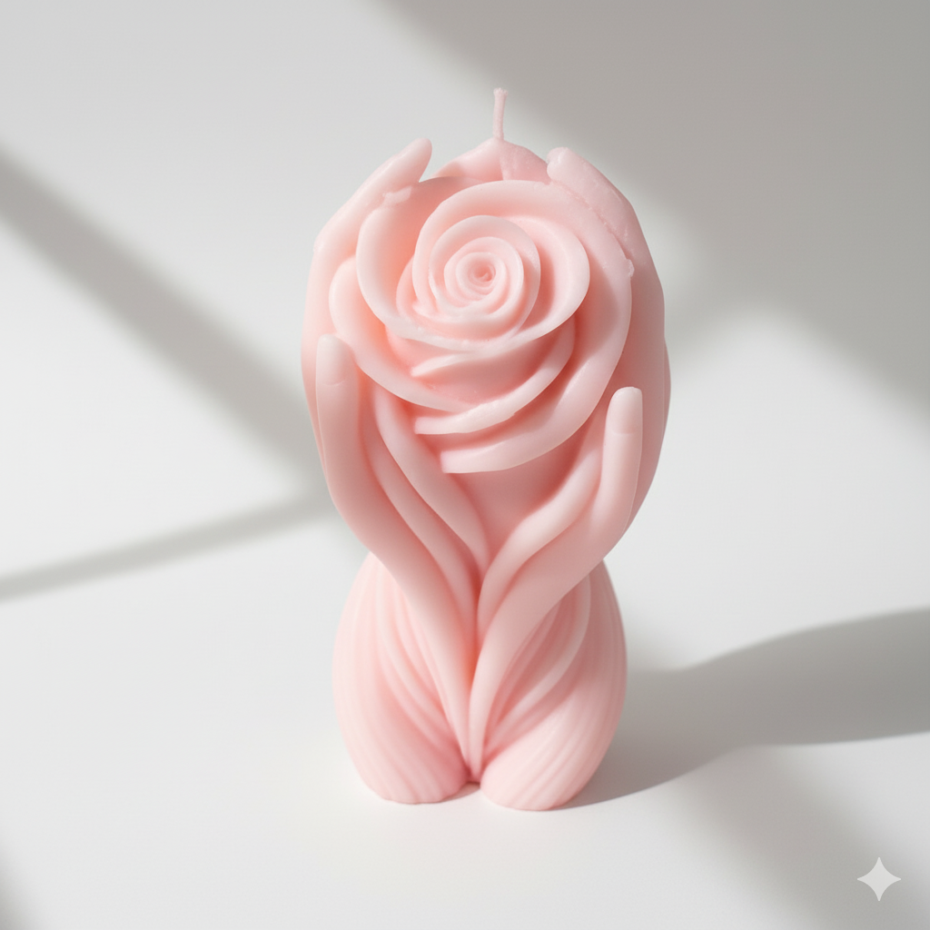 Vela Escultura Pareja Clásica con Rosas, color verde menta. Detalle de lujo para boda o aniversario, cera vegetal ecológica.