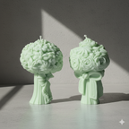 Escultura de cera Ramo de Flores con Lazo, color verde menta. Pieza central de lujo para eventos primaverales y regalo elegante para madres.