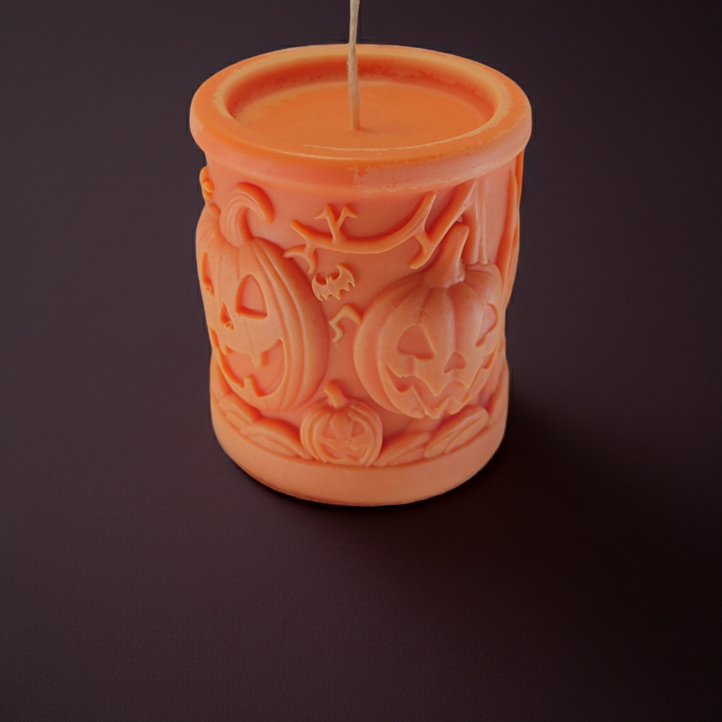 Vela Artesanal de Halloween "Calavera Calabaza"