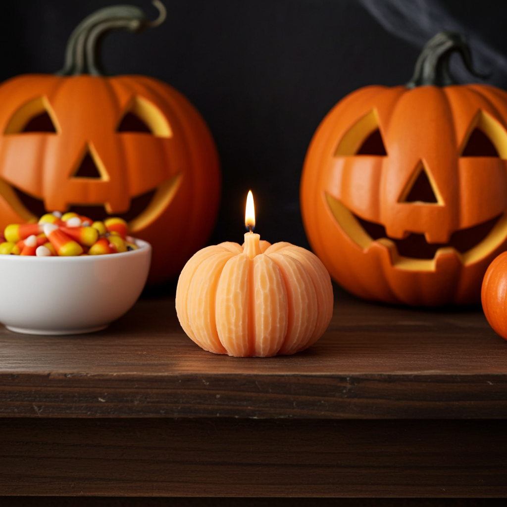 Vela Artesanal Pequeña "Calabaza de Halloween"