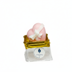 Vela Corazón de Regalo rosa pálido, souvenir de lujo para Primera Comunión de niña. Detalle elegante 100% ecológico presentado en caja dorada.