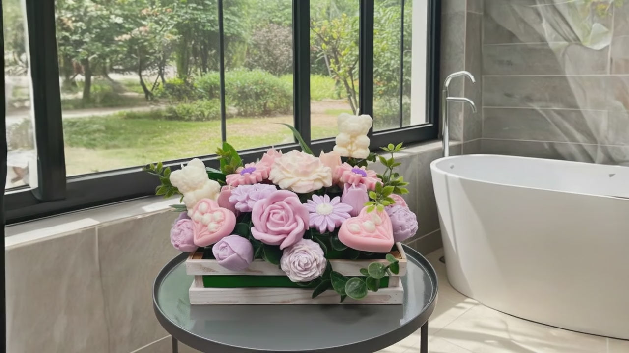 Caja Vintage de Flores de Cera "Valencia"