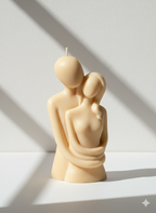 Vela Pareja Abrazada escultura, color azul celeste. Souvenir de lujo y amor, figura de cera ecológica para eventos nupciales o pedidas de mano.